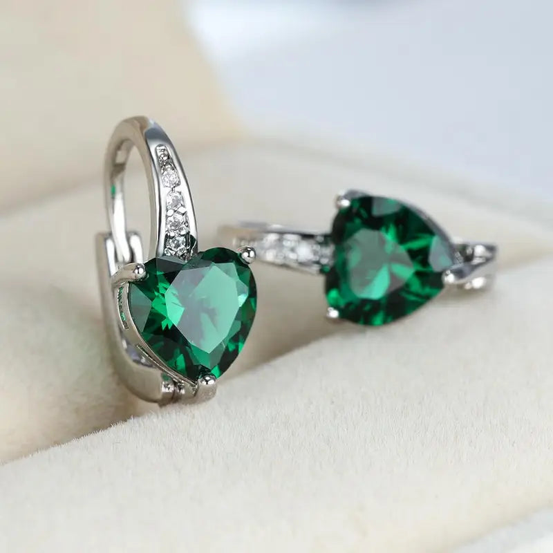 Boucles d'oreilles Pierre Cœur d'Émeraude