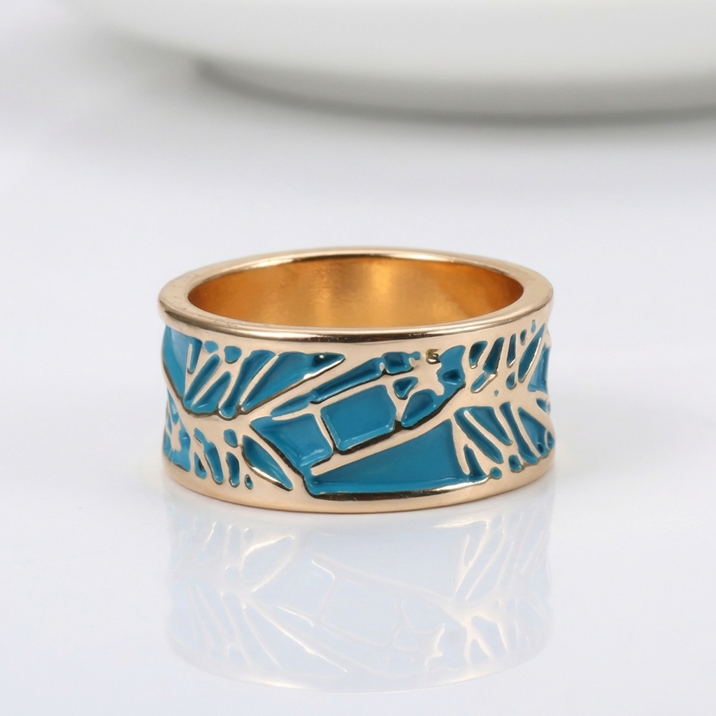 BAGUE MYSTIQUE EN OR ROSE ET TURQUOISE