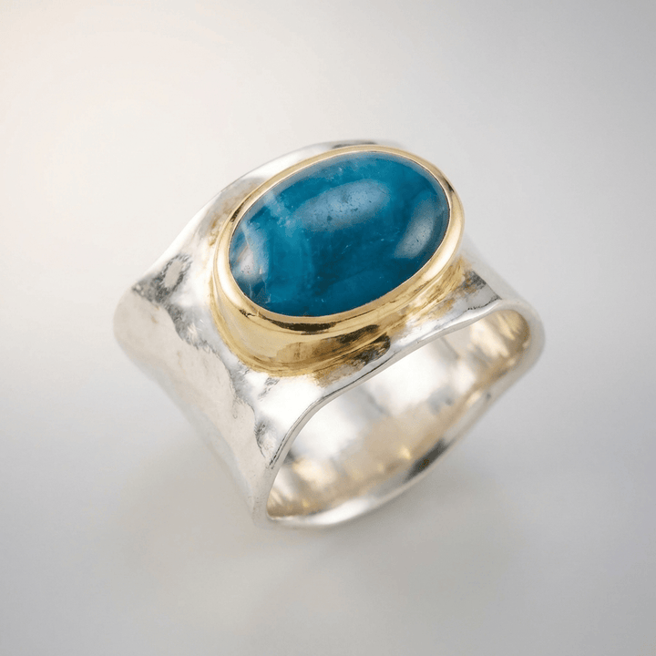 BAGUE MODERNE ARGENT OR TURQUOISE