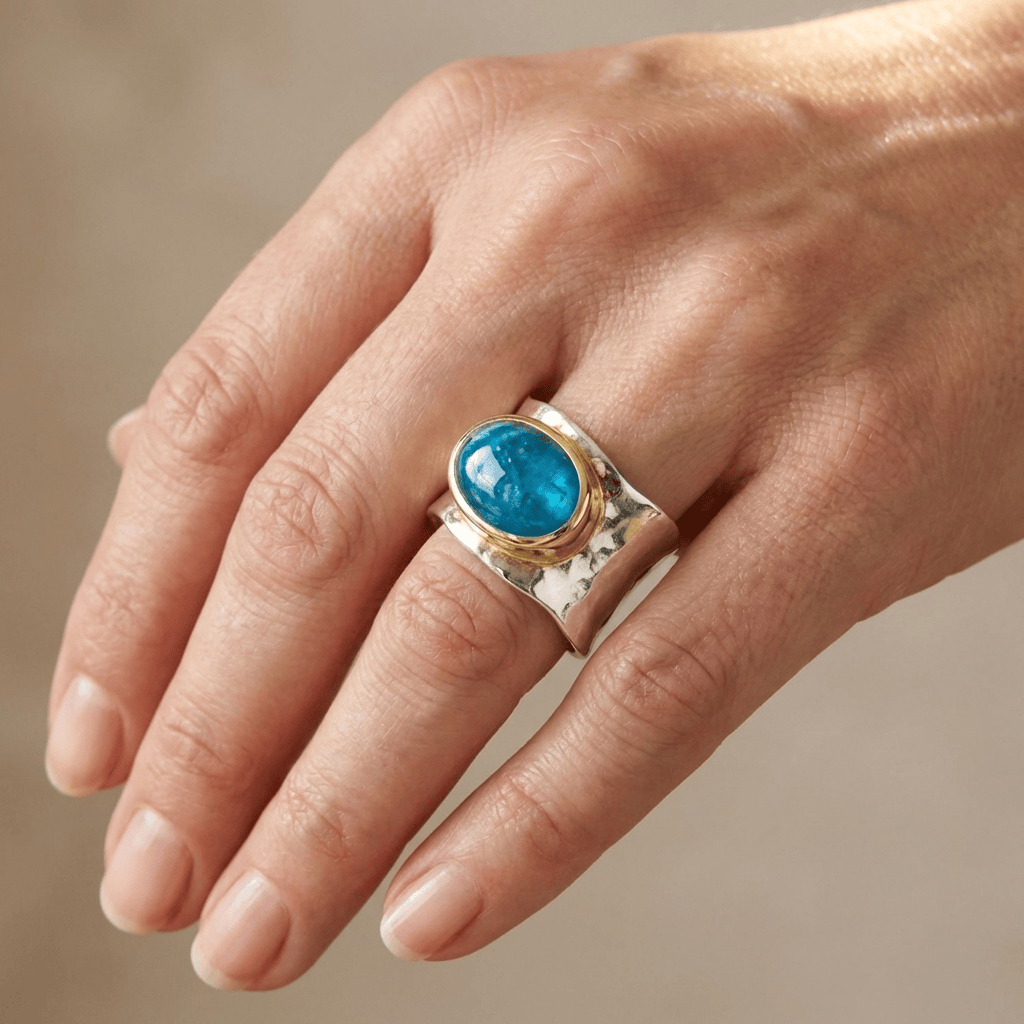 BAGUE MODERNE ARGENT OR TURQUOISE