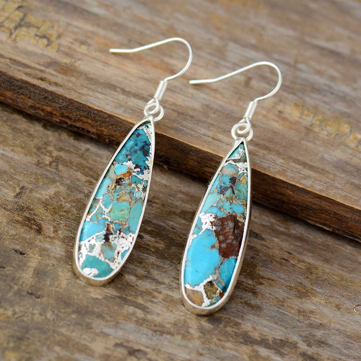 Boucles d'oreilles élégantes en jaspe turquoise en forme de goutte