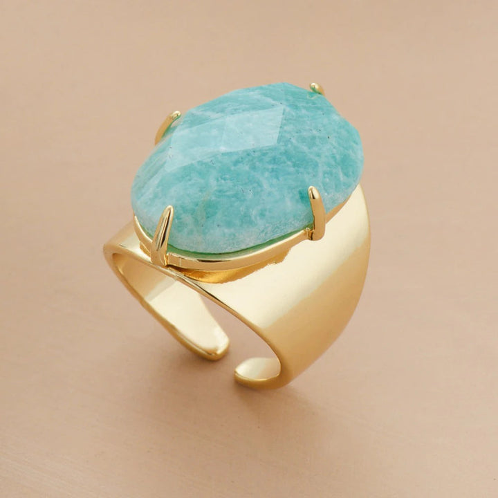 Bague sophistiquée en amazonite - déesse bleue
