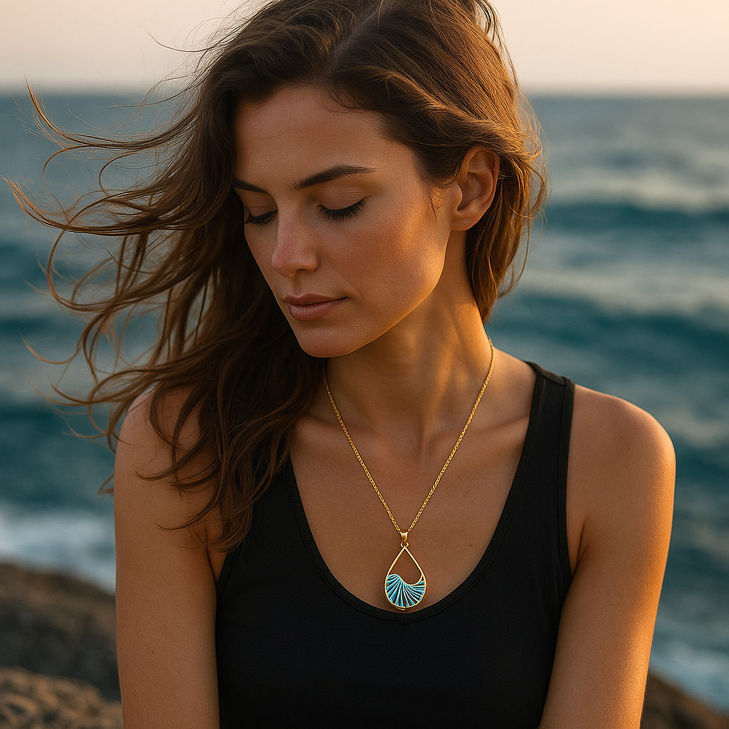 Collier en argent exclusif avec pendentif en turquoise
