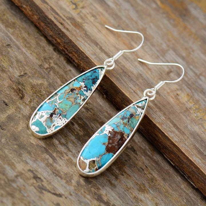 Boucles d'oreilles élégantes en jaspe turquoise en forme de goutte