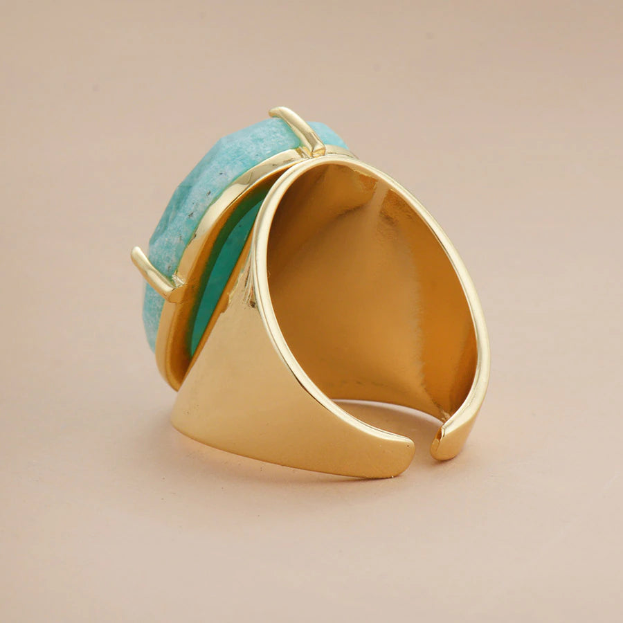Bague sophistiquée en amazonite - déesse bleue
