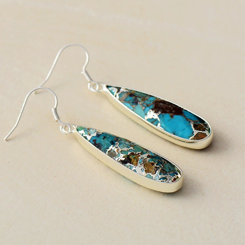 Boucles d'oreilles élégantes en jaspe turquoise en forme de goutte