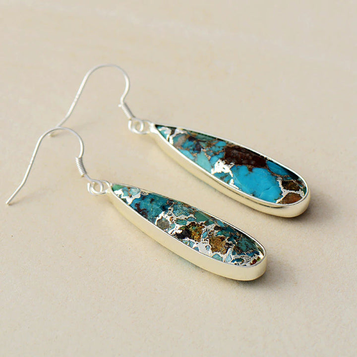 Boucles d'oreilles élégantes en jaspe turquoise en forme de goutte