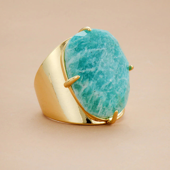 Bague sophistiquée en amazonite - déesse bleue