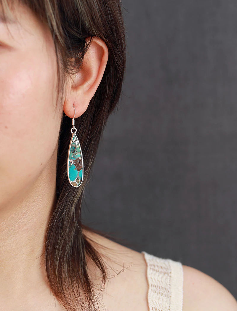 Boucles d'oreilles élégantes en jaspe turquoise en forme de goutte