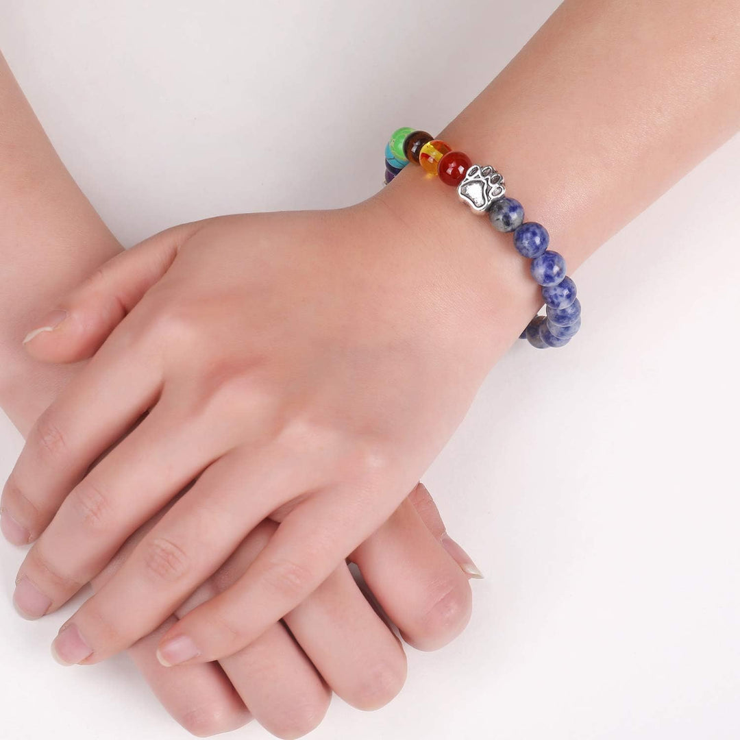 Bracelet Mémorial Pont Arc-en-Ciel – Cadeau avec 7 Perles des Chakras pour la Perte d'un Animal de Compagnie