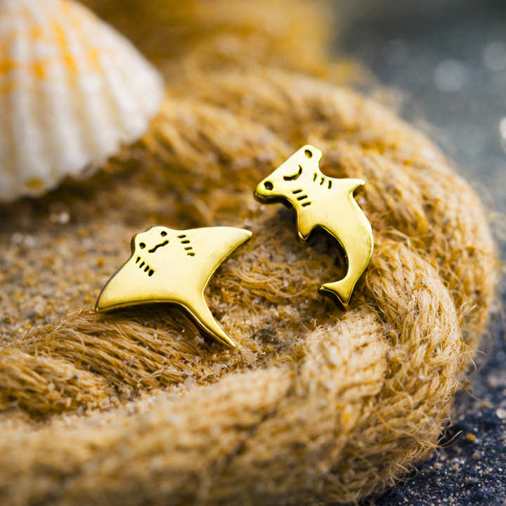 BOUCLES D'OREILLES MANTA-RAIE DÉCALÉES (PAIRE)