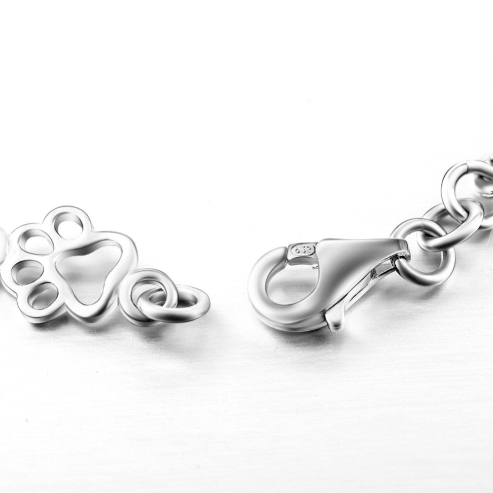 Bracelet avec Pendentifs de Patte de Chien et Os en Argent Pur, Édition Limitée
