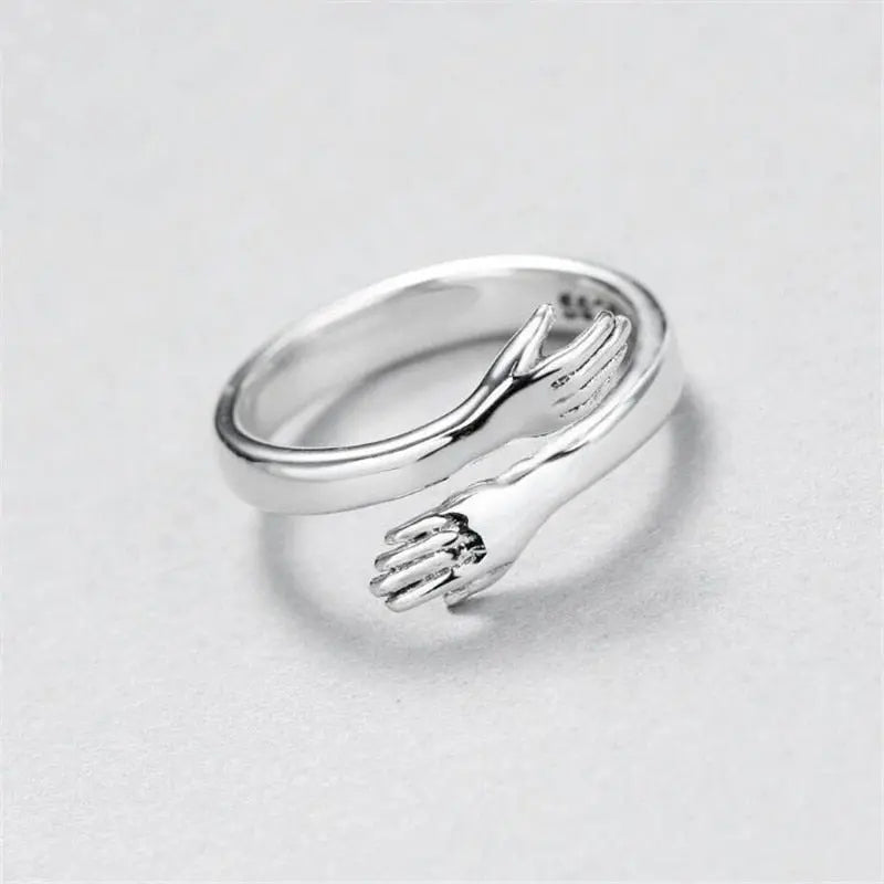 Bague Ajustable Type Étreinte en Argenté
