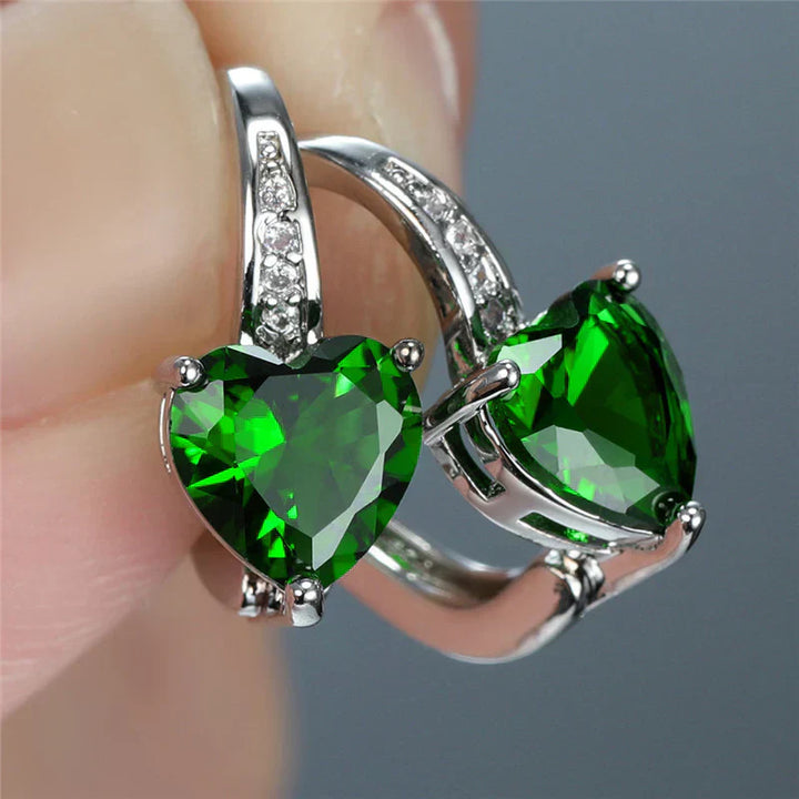 Boucles d'oreilles Pierre Cœur d'Émeraude