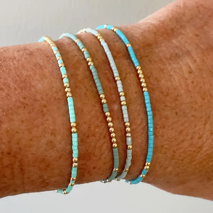 Bracelets bohèmes élégants avec perles turquoise - ensemble
