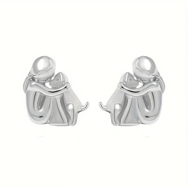 Boucles d'oreilles Abraço en Deux Tons, Argent et Or