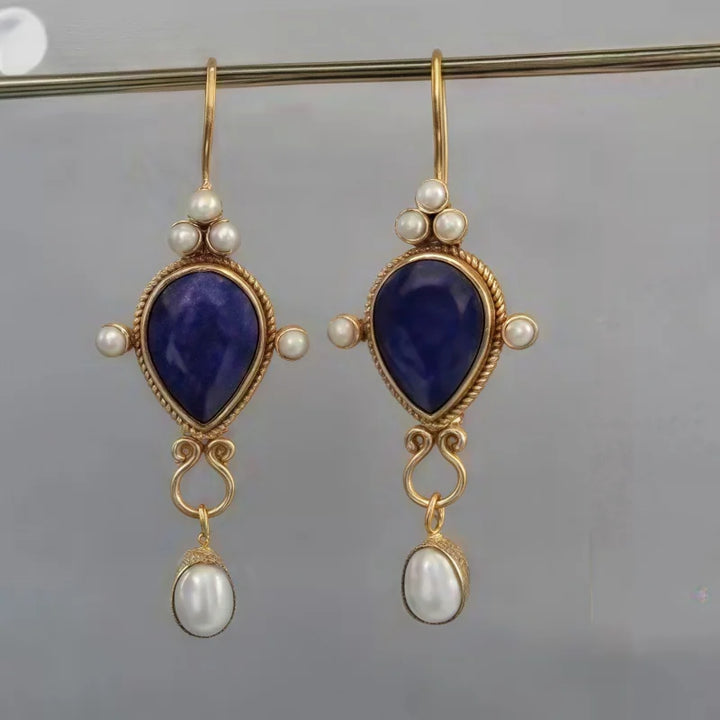 Boucles d'oreilles Vintage avec Rubis et Perle