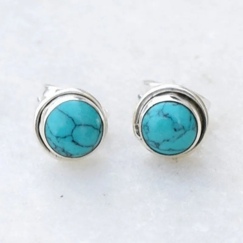 Boucles d'oreilles rondes en pierre turquoise