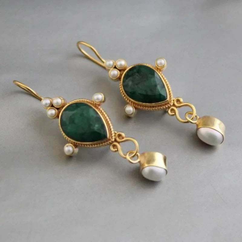 Boucles d'oreilles Vintage avec Rubis et Perle