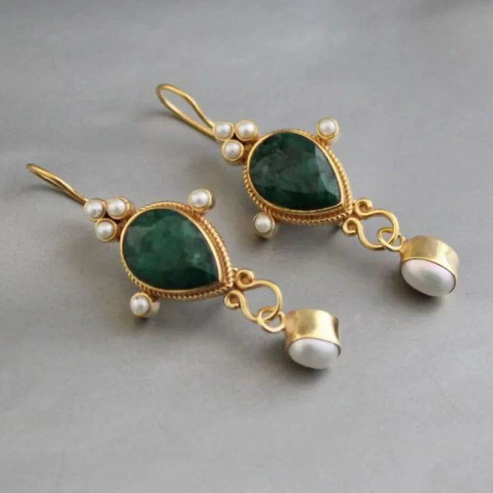 Boucles d'oreilles Vintage avec Rubis et Perle
