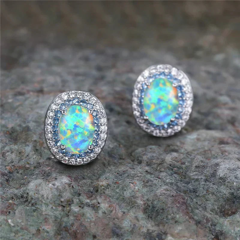 Boucles d'oreilles rondes en pierre turquoise