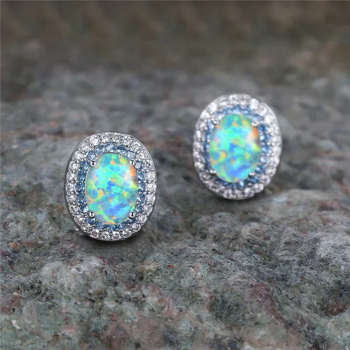 Boucles d'oreilles rondes en pierre turquoise
