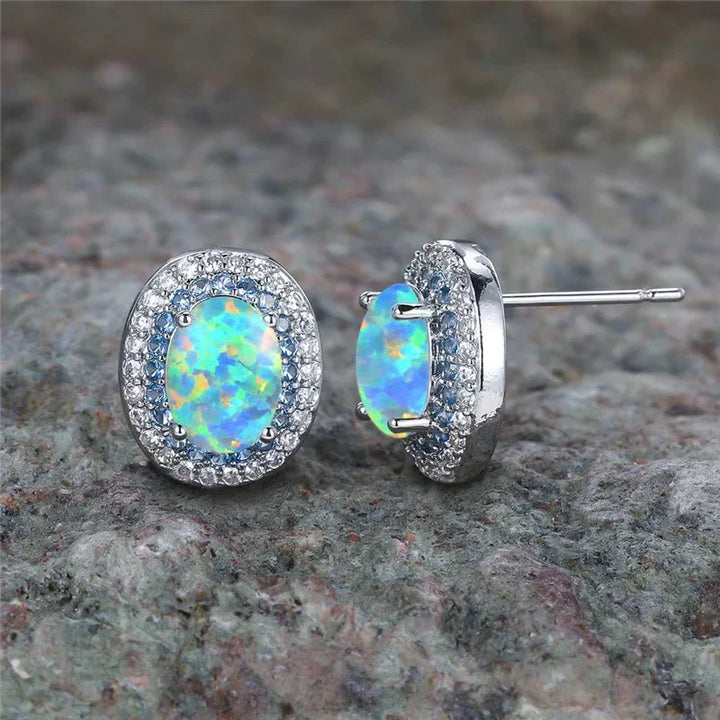 Boucles d'oreilles rondes en pierre turquoise