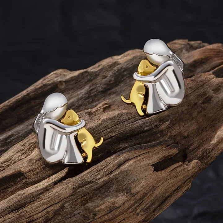Boucles d'oreilles Abraço en Deux Tons, Argent et Or