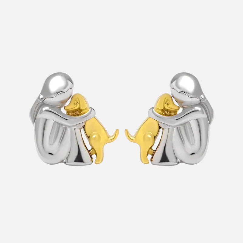 Boucles d'oreilles Abraço en Deux Tons, Argent et Or