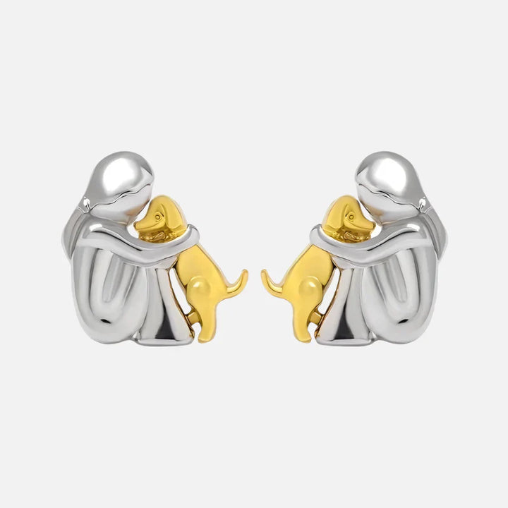 Boucles d'oreilles Abraço en Deux Tons, Argent et Or