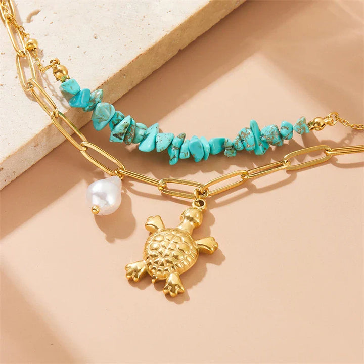 Bracelet turquoise exclusive avec tortue
