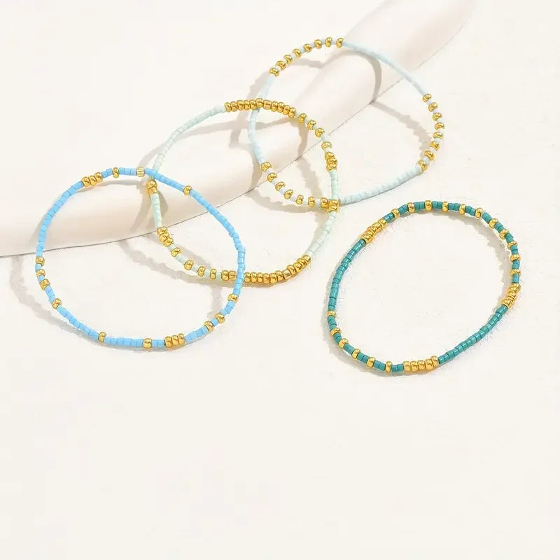 Bracelets bohèmes élégants avec perles turquoise - ensemble