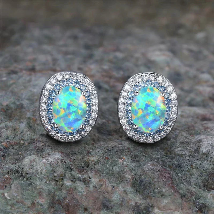 Boucles d'oreilles rondes en pierre turquoise
