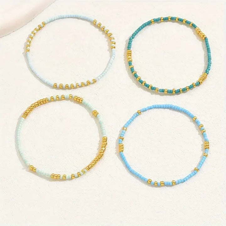 Bracelets bohèmes élégants avec perles turquoise - ensemble