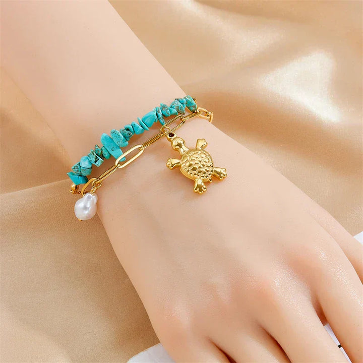Bracelet turquoise exclusive avec tortue