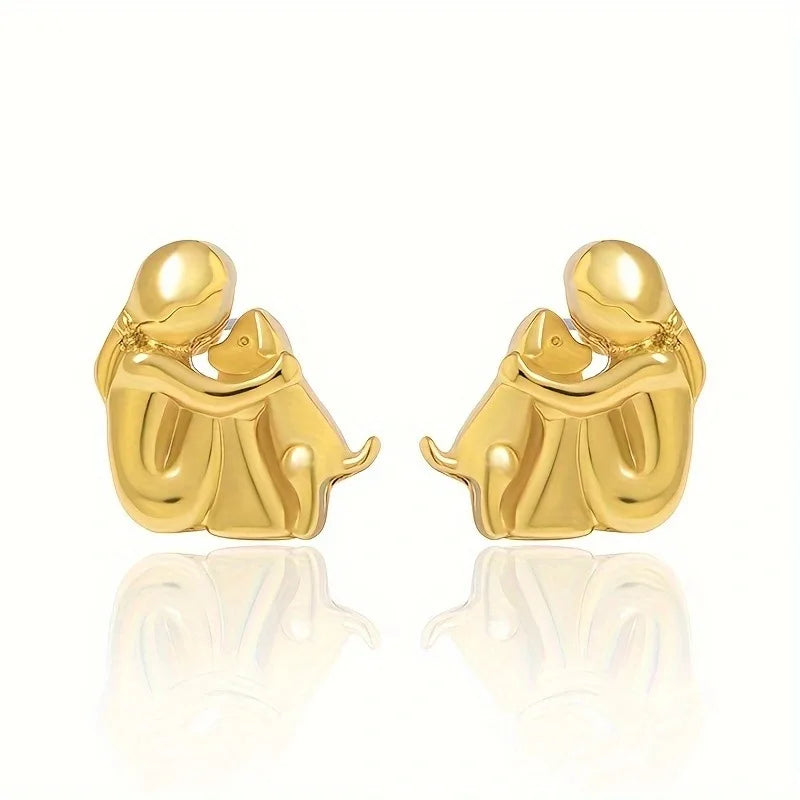 Boucles d'oreilles Abraço en Deux Tons, Argent et Or