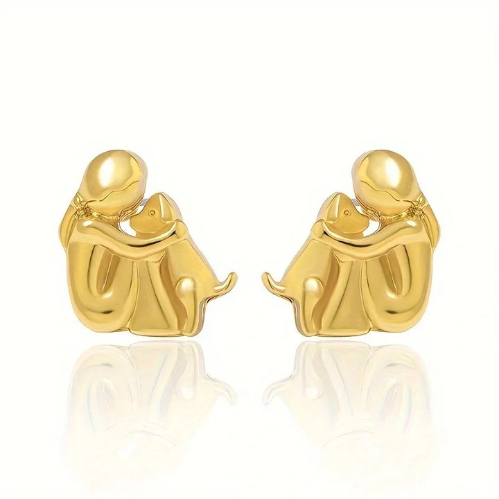 Boucles d'oreilles Abraço en Deux Tons, Argent et Or