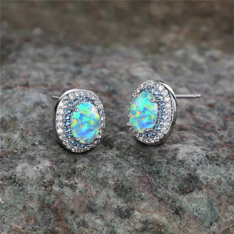 Boucles d'oreilles rondes en pierre turquoise
