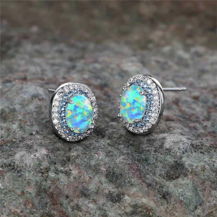 Boucles d'oreilles rondes en pierre turquoise