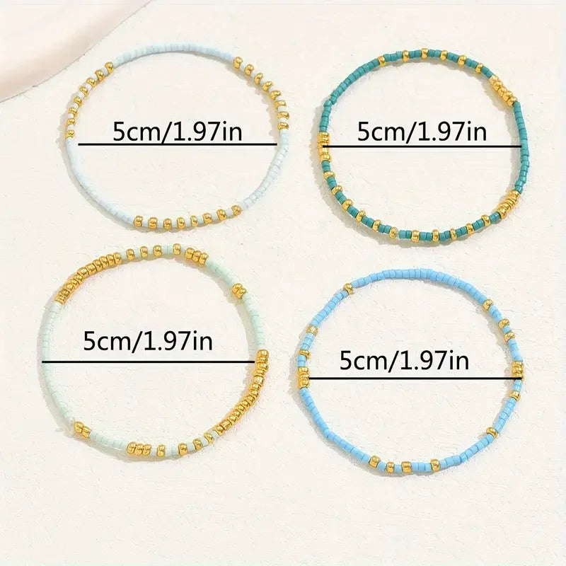 Bracelets bohèmes élégants avec perles turquoise - ensemble
