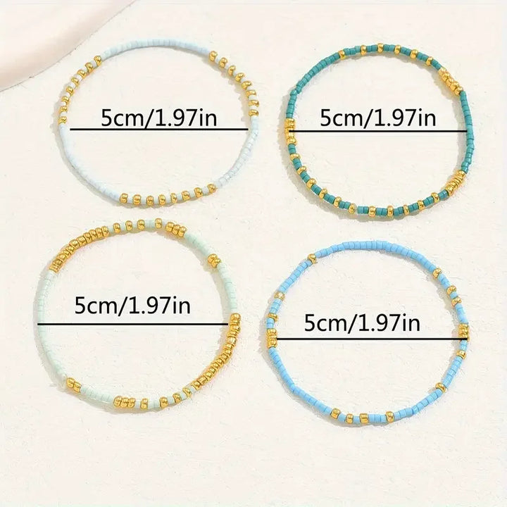 Bracelets bohèmes élégants avec perles turquoise - ensemble