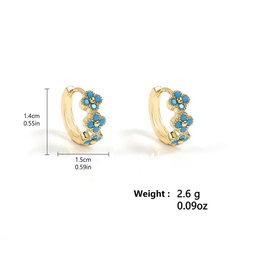 Boucles d'oreilles créoles turquoise chic avec design floral