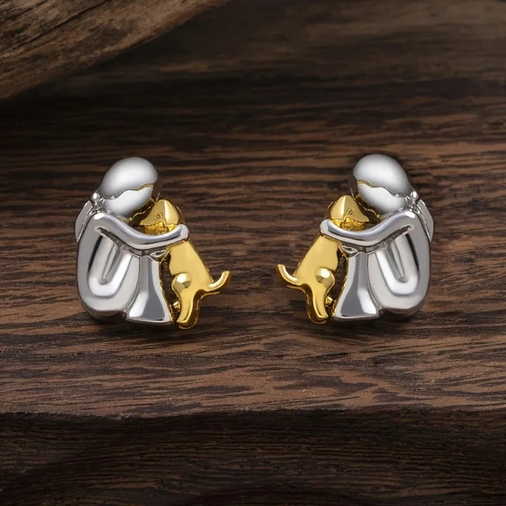 Boucles d'oreilles Abraço en Deux Tons, Argent et Or