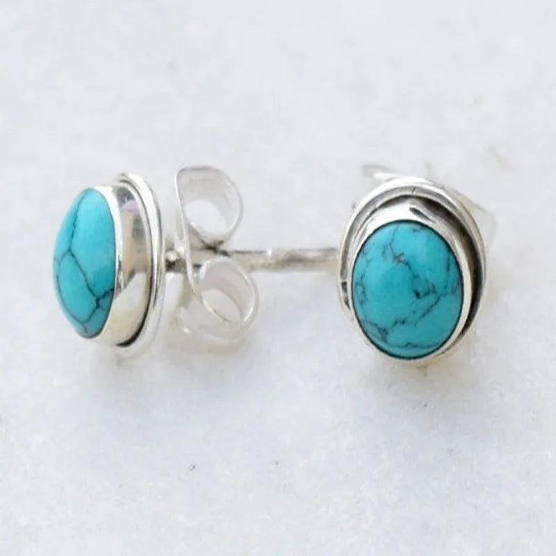 Boucles d'oreilles rondes en pierre turquoise