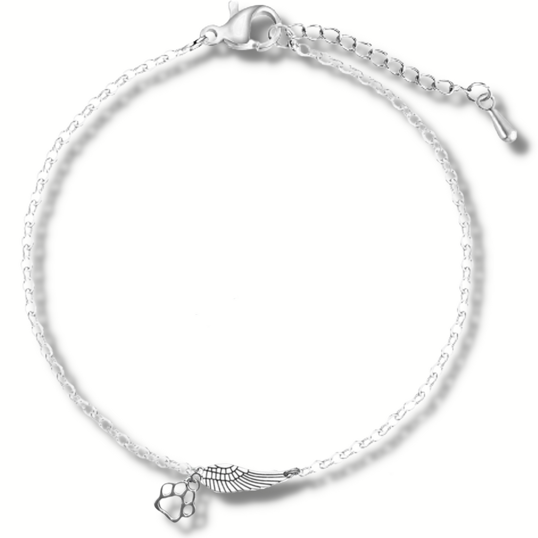 Bracelet Mémorial en Argent avec Aile d'Ange et Empreinte | Fait Main
