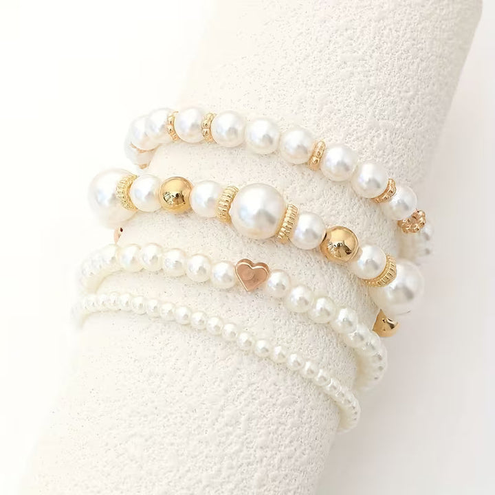 Ensemble de Bracelets en Perles Blanches