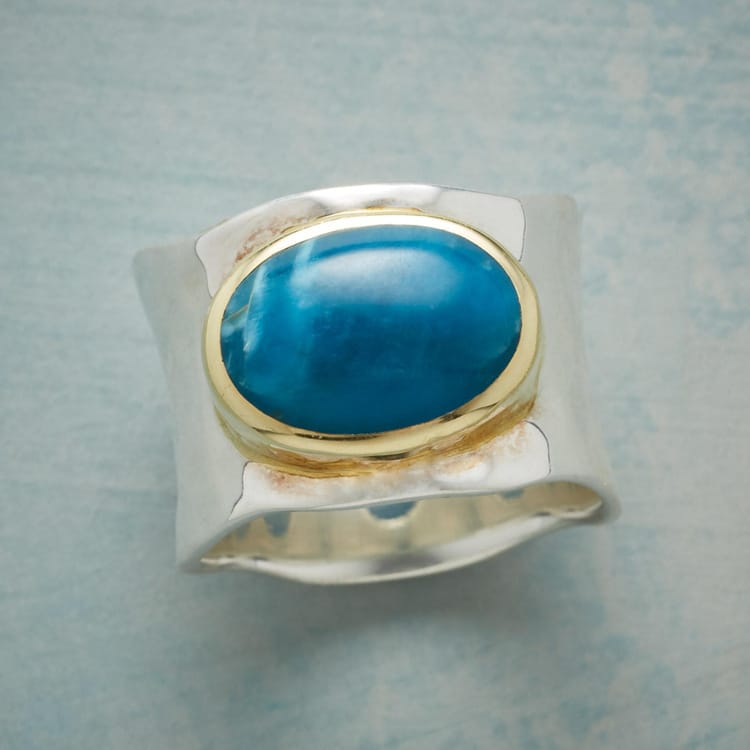 BAGUE MODERNE ARGENT OR TURQUOISE