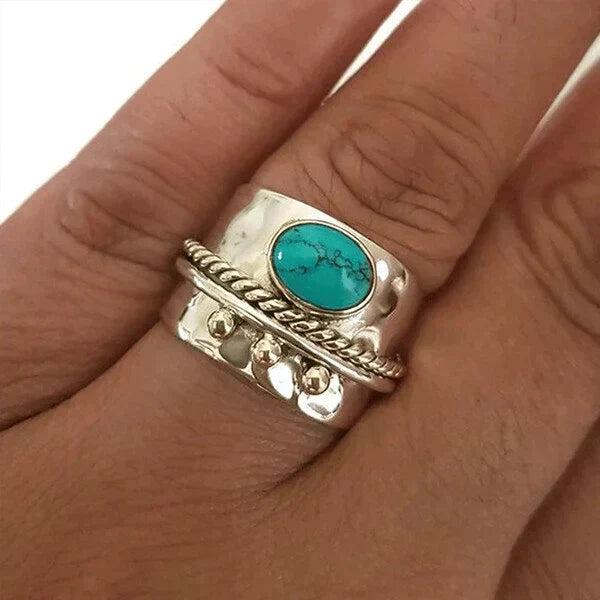 Bague large avec turquoise
