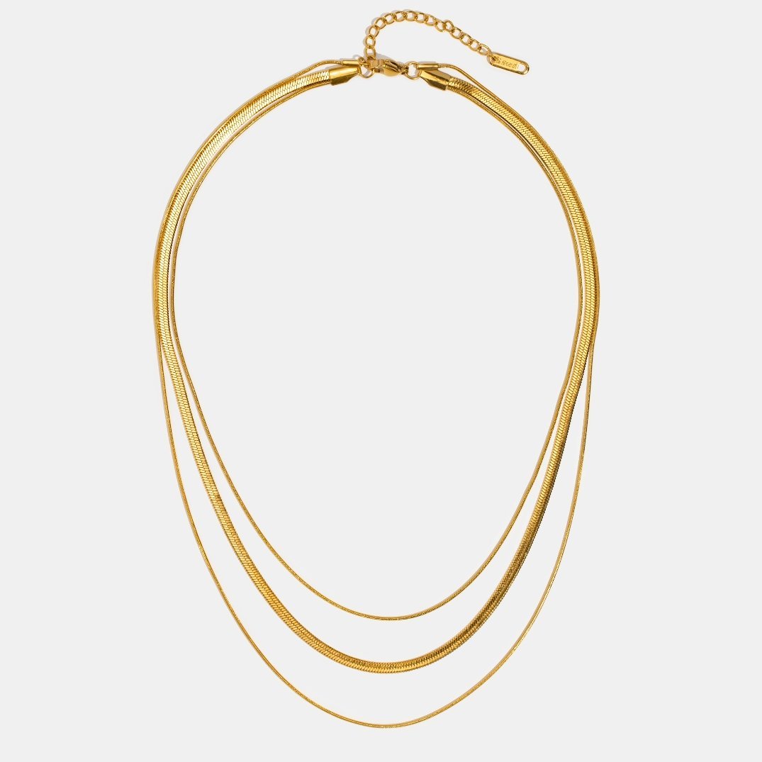 Antonie – Collier en or multicouche avec une structure transparente