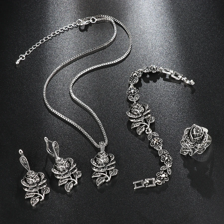 Élégant Ensemble en Argent avec Zircon